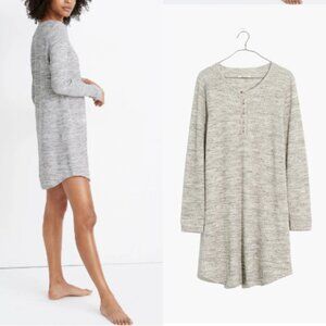 Madewell - Waffle Knit Sleep Dress Henley Pajama Top AG558 | Large: Gray Heather